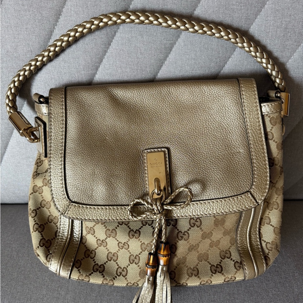 GUCCI 2-Way Bamboo Shoulder Bag Handbag – Rare Vintage Style